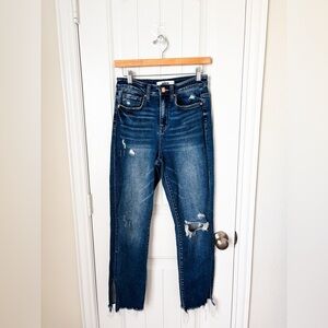 Mica Distressed High Rise Denim Slits Size 26